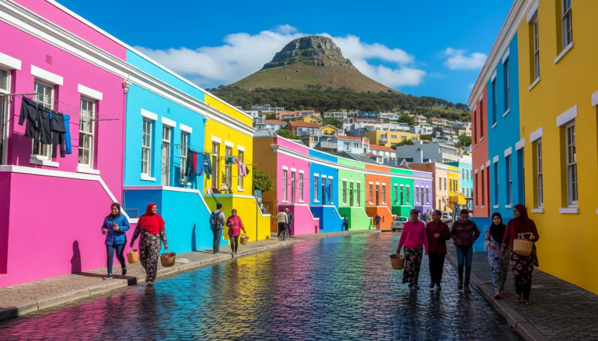 Bo-Kaap Cape Town district, historic home of Cape Malay cuisine and bobotie
