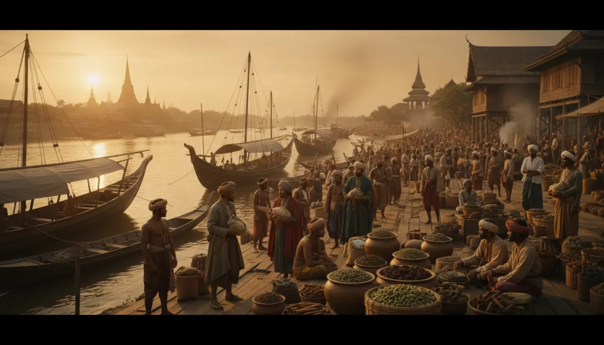 Persian traders bringing spices to Ayutthaya showing massaman curry origin