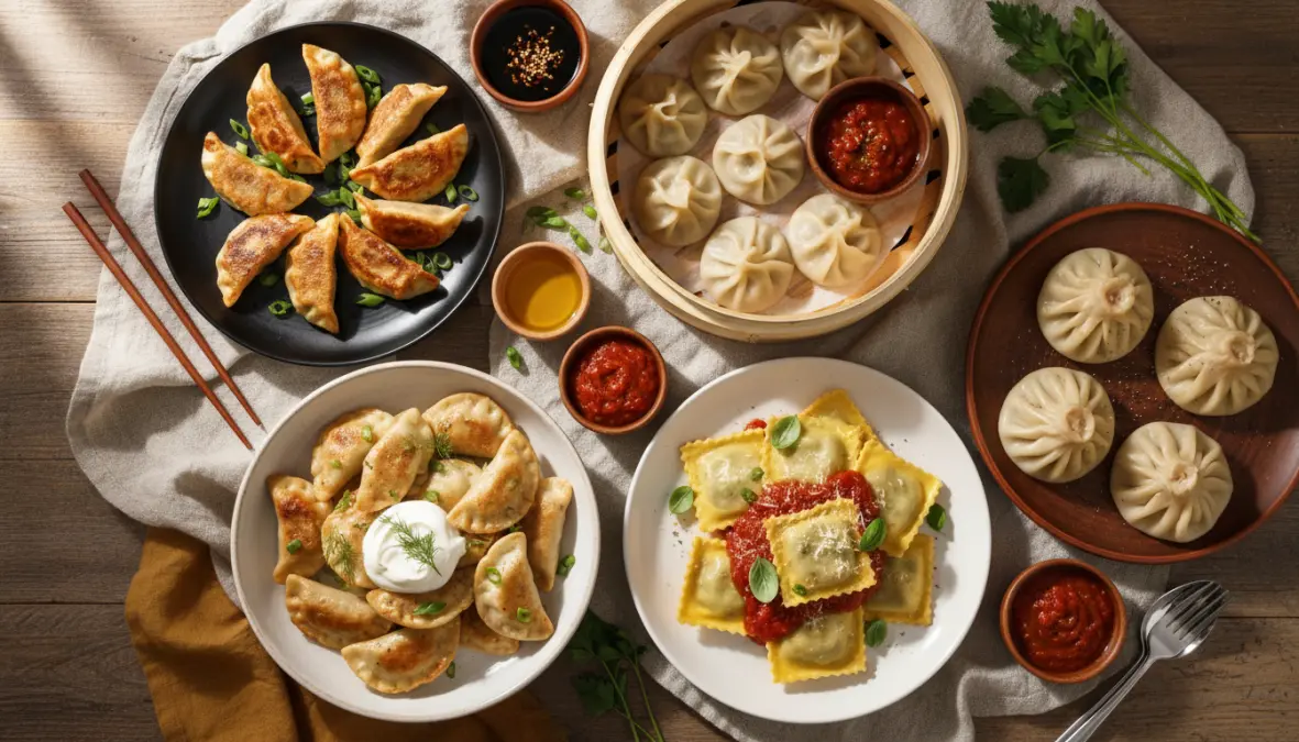 Regional dumpling styles from around the world showing cultural dumpling dishes and international varieties