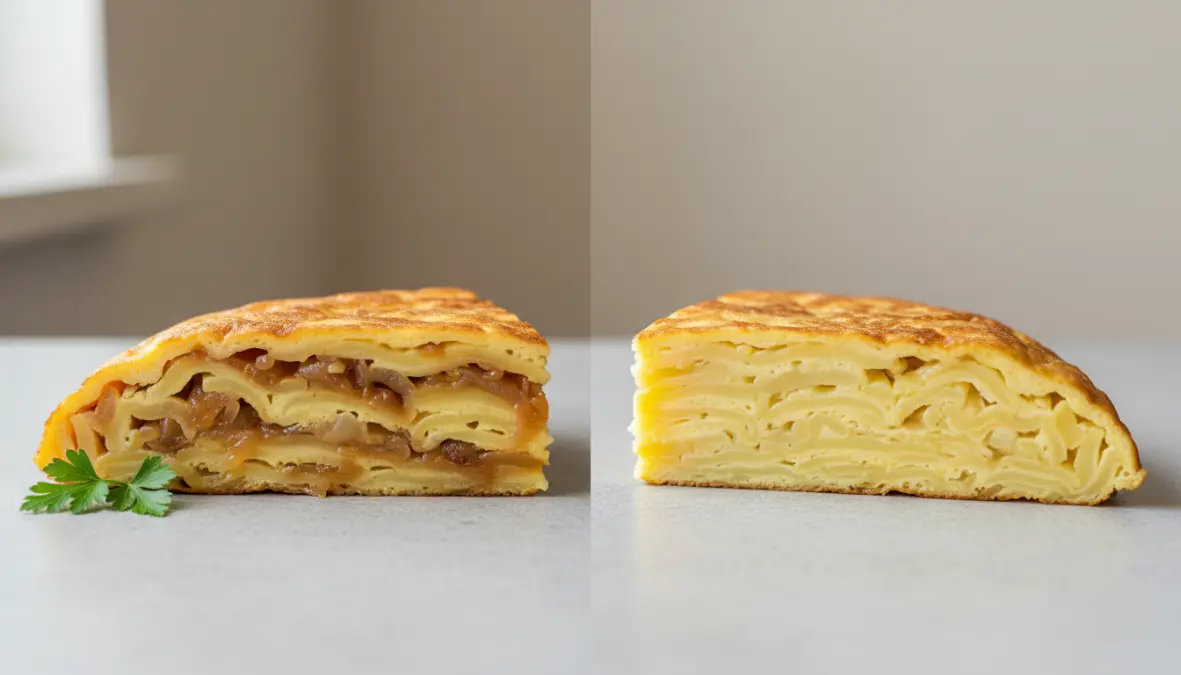 Tortilla española with and without onion comparison - the cebolla debate