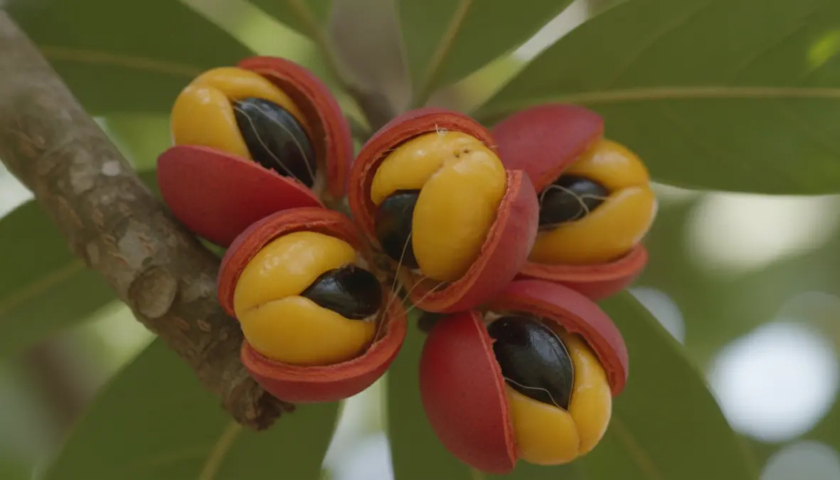 Fresh ackee fruit origins showing Blighia sapida pods from West Africa