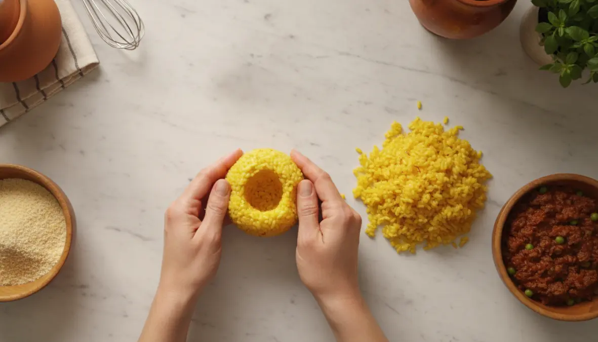 Traditional Sicilian arancini recipe preparation showing authentic technique for making rice balls