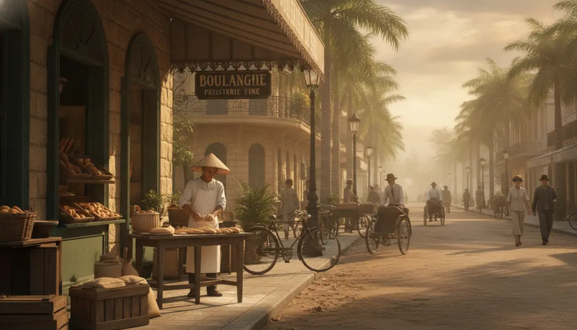 French colonial era bakery in Saigon Vietnam showing historical origins of banh mi baguette