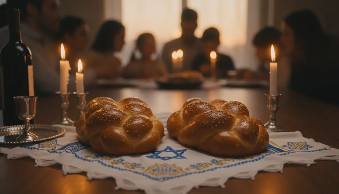 Challah bread for Jewish Shabbat showing sacred bread ceremonies and religious bread rituals