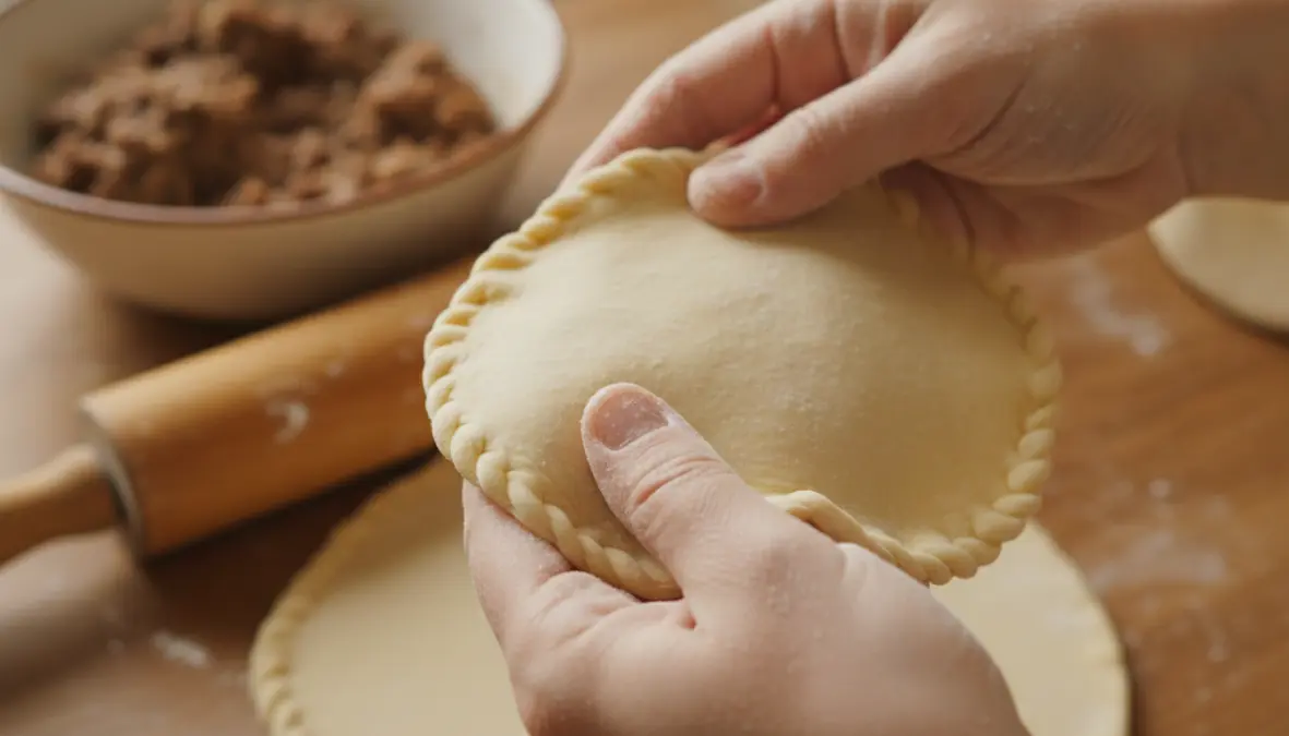 Traditional repulgue dough folding technique for Argentinian empanadas