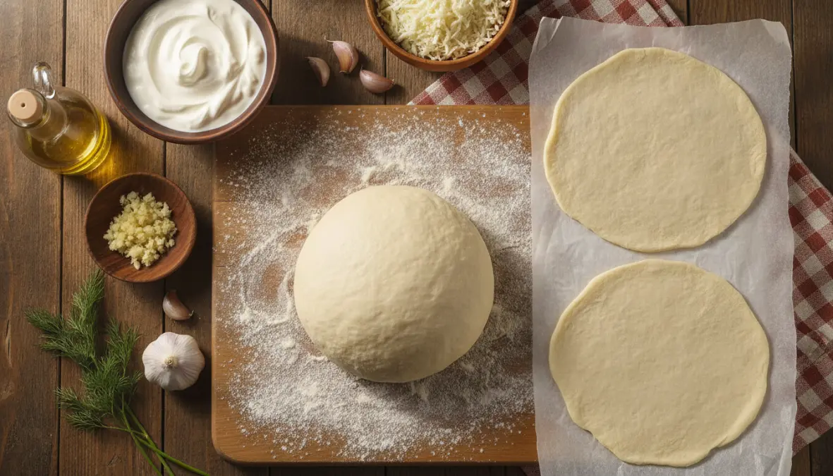 Traditional langos recipe ingredients and dough preparation for authentic Hungarian fried bread