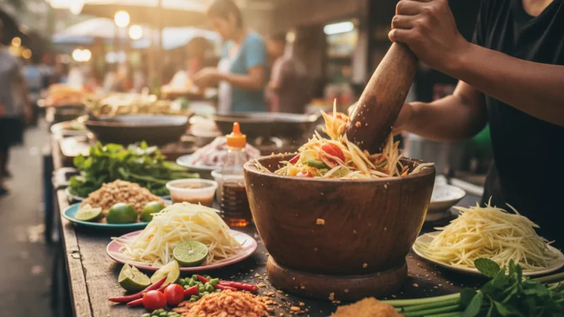Som Tam: Thailand’s Fiery Green Papaya Salad and Street Food Culture