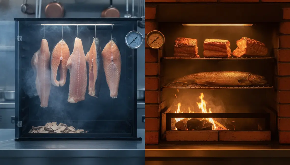 Comparison of hot smoking and cold smoking traditional food preservation methods and results
