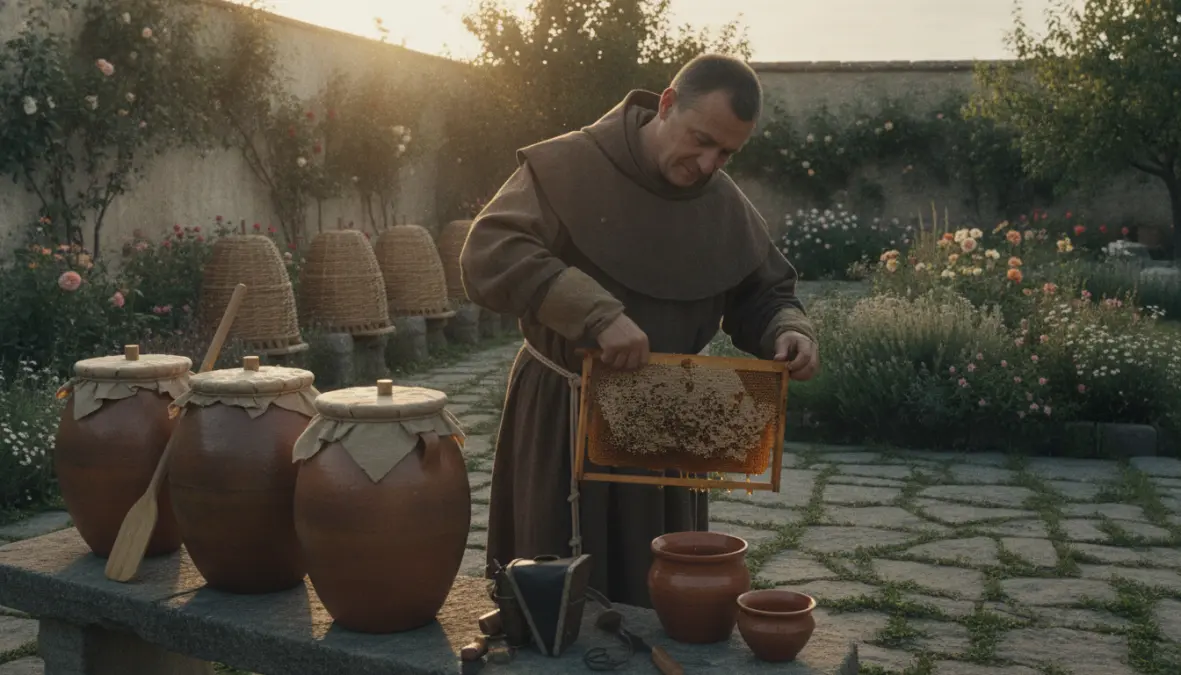 Medieval monastery mead production showing traditional mead making and monastery brewing traditions in European history
