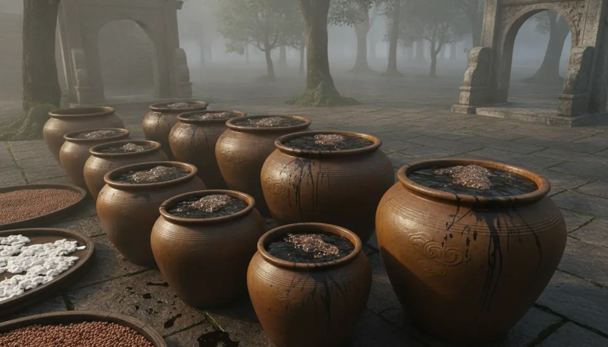 Ancient Chinese fermented soy products and traditional jiang paste production showing soy sauce origins in China