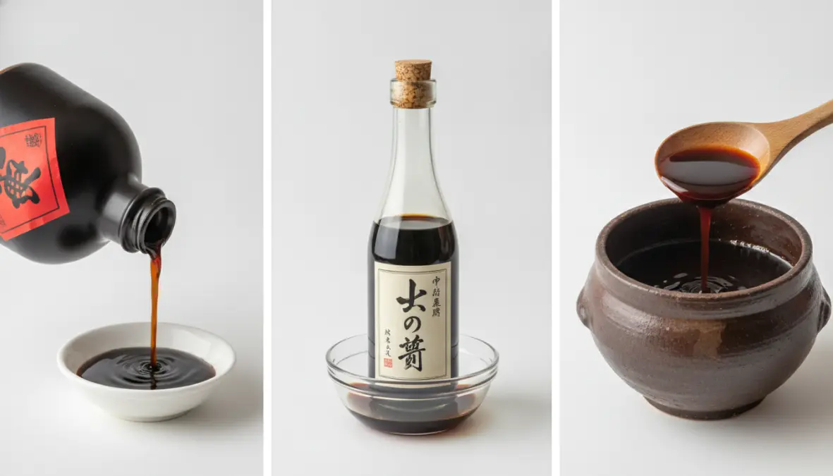 Comparison of Chinese, Japanese shoyu, and Korean ganjang showing regional variations of soy sauce in East Asia