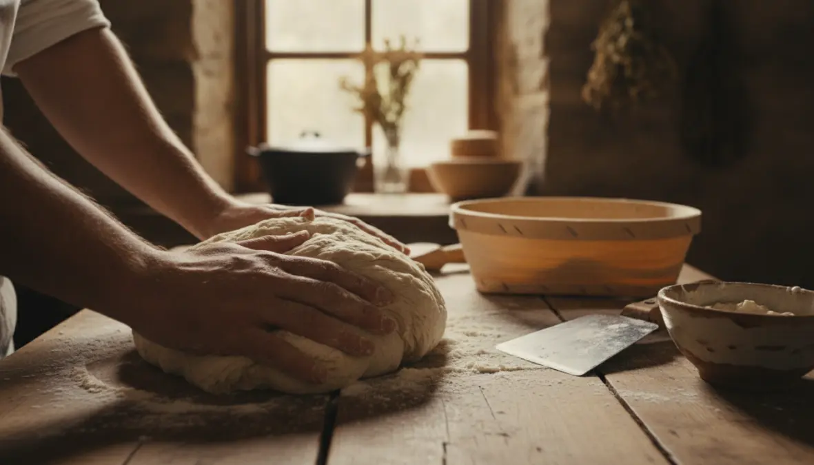 Artisanal bread making demonstrating slow food principles and traditional food culture