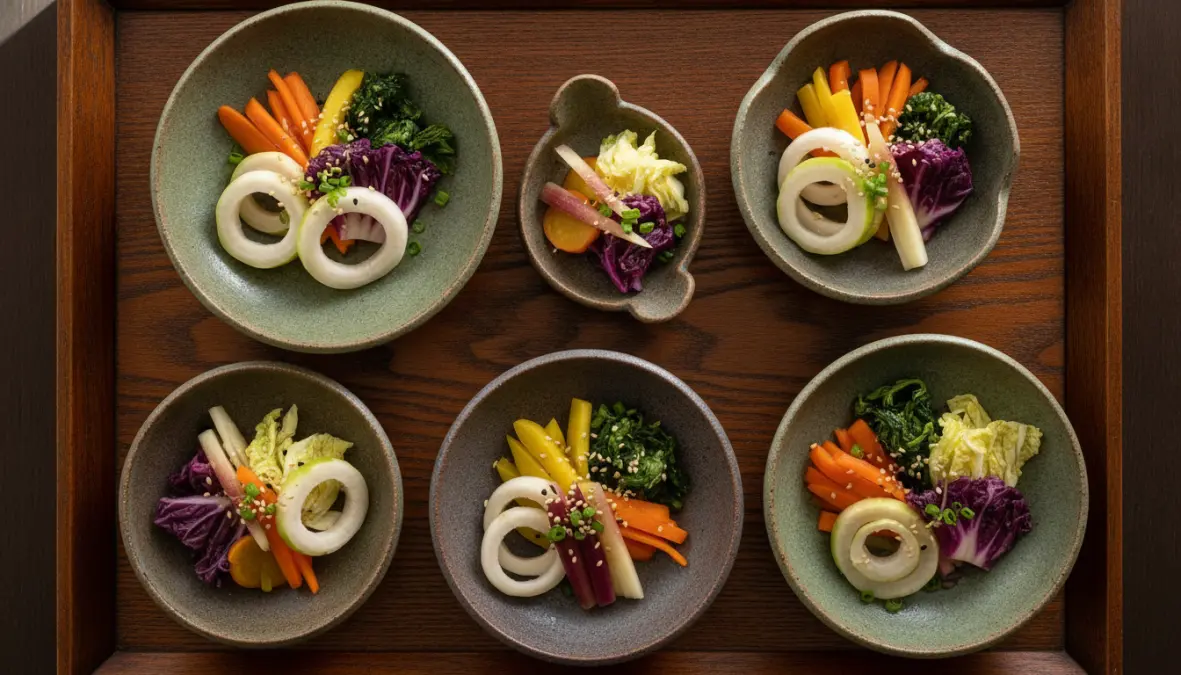 Traditional Japanese tsukemono pickles made from vegetable scraps demonstrating mottainai and sustainable Japanese food practices