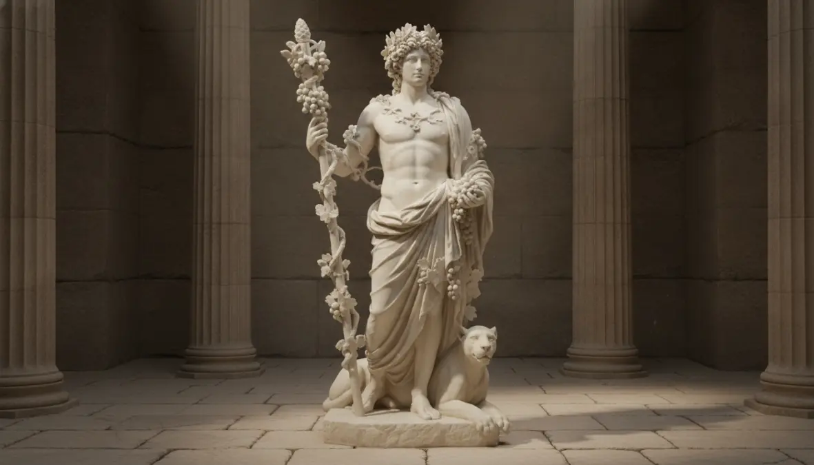 Dionysus Bacchus wine god statue representing sacred wine ancient world mythology